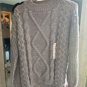 Gray Cable Knit Sweater